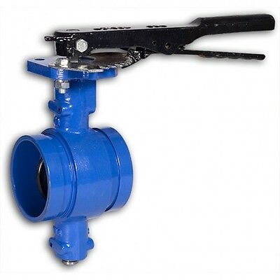 Grooved End Butterfly Valve 4" 200 Cwp, Ductile Iron Buna Disc Lever New <068wh