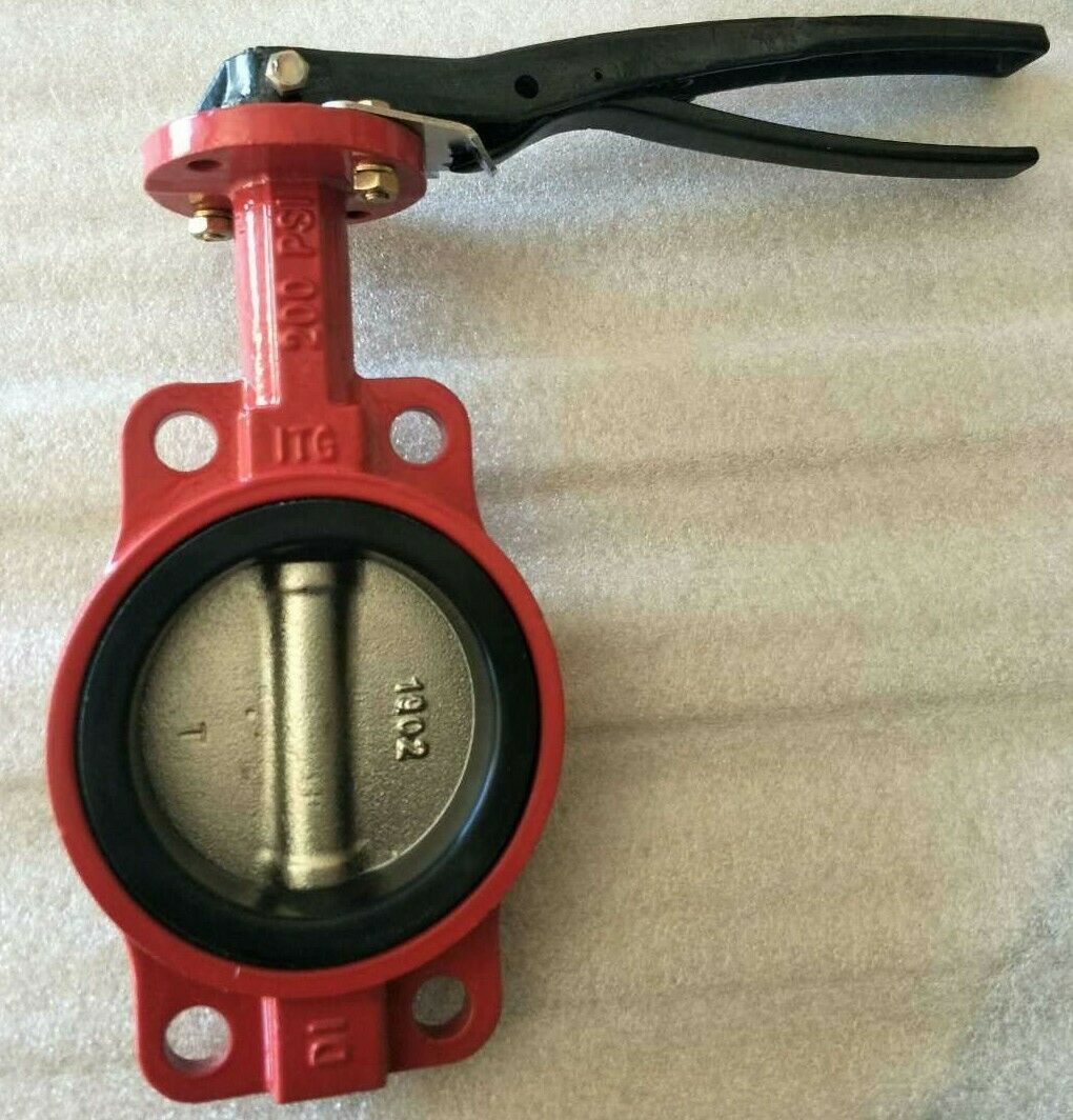 4" Inch Butterfly Valve Wafer Type 200psi Ductile Iron Body Di Disc Buna-n Seat